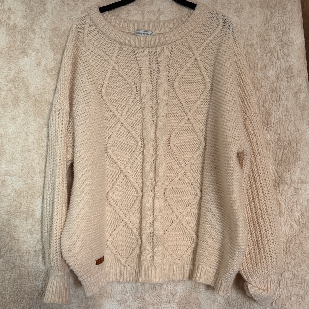 Simply Southern Cream Cable Knit Sweater